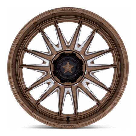 MSA Commander (M55) UTV wheel in gloss bronze milled, straight-on face view