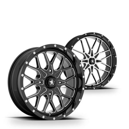 MSA Portal (M45) UTV wheel in every finish: gloss black milled and gloss black machined