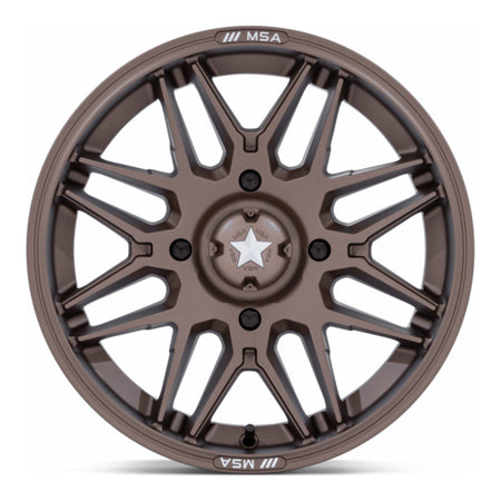 MSA Radar M52 UTV wheel in matte bronze, straight-on face view
