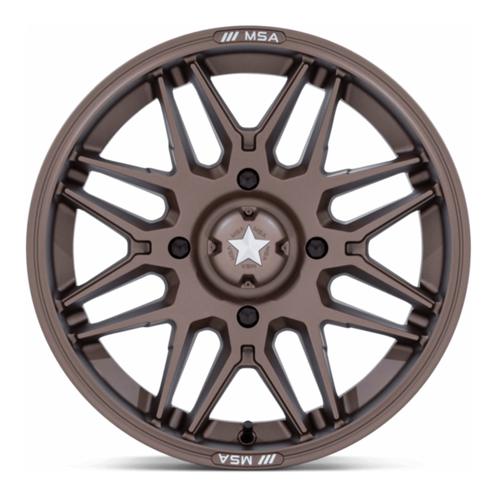 MSA Radar (M52) UTV wheel in matte bronze, straight-on face view