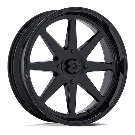MSA Spark (M54) UTV wheel in gloss black, angled front view