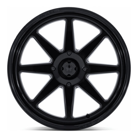 MSA Spark M54 UTV wheel in gloss black, straight-on face view