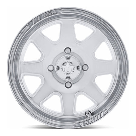 MSA Spark (M54) UTV wheel in polished, straight-on face view