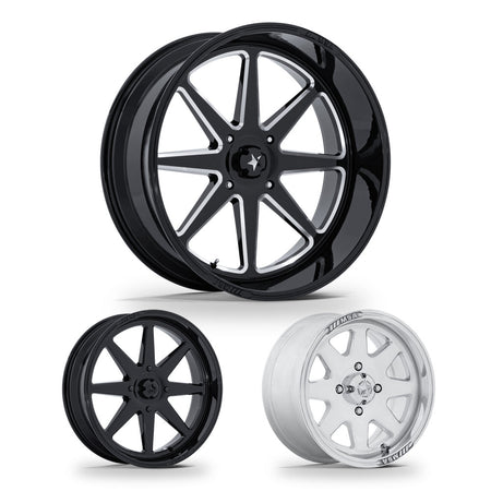 MSA Spark (M54) UTV wheel in every finish: gloss black milled, gloss black and polished