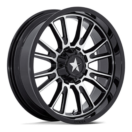 MSA Thunderlips M51 UTV wheel in gloss black machined, angled front view