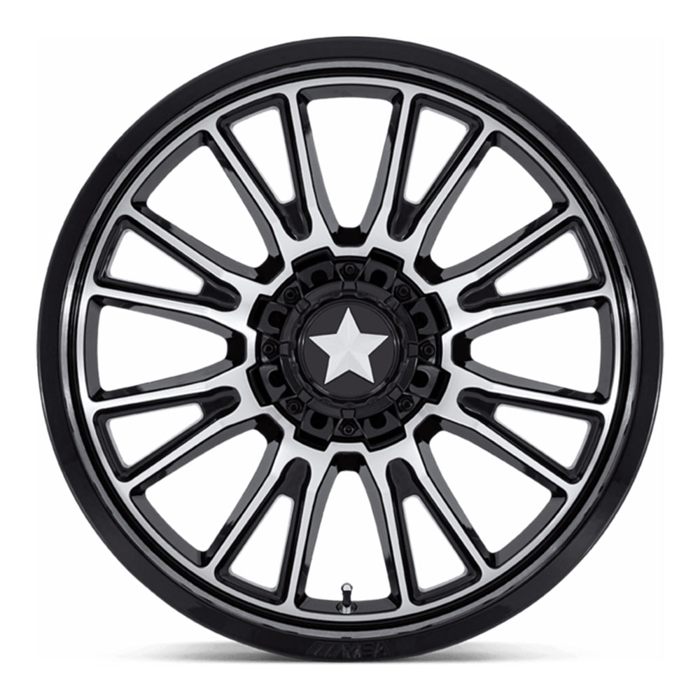 MSA Thunderlips M51 UTV wheel in gloss black machined, straight-on face view