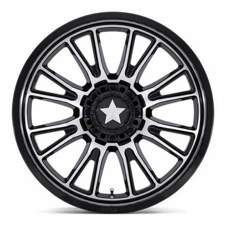 MSA Thunderlips (M51) UTV wheel in gloss black machined, straight-on face view