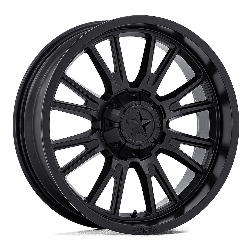 MSA Thunderlips (M51) UTV wheel in matte black, angled front view