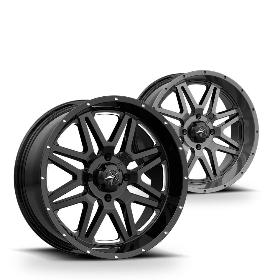 MSA Vibe (M26) UTV wheel in every finish: gloss black milled and dark tint