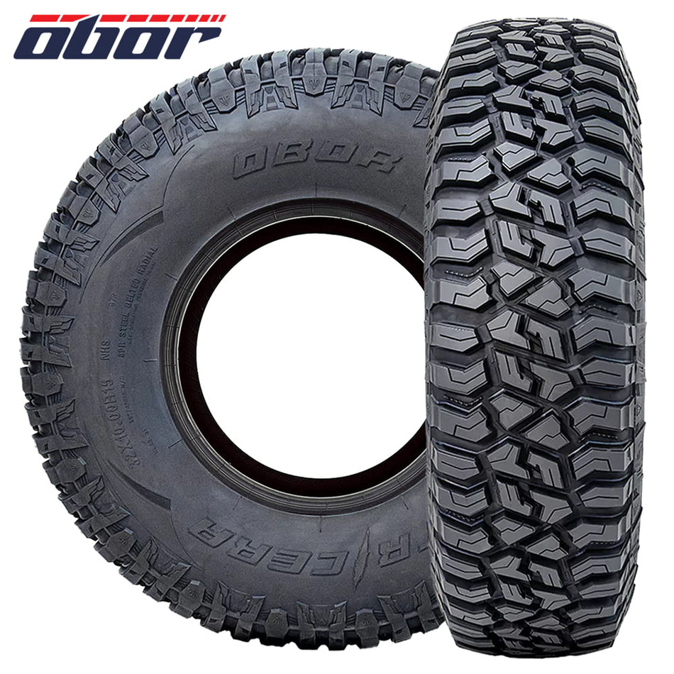 Main product photo of the high performance 8-ply steel belted radial (SBR) Obor Tricera UTV and SXS tire, featuring lightweight design, high traction desert and competition compound and tread pattern, and premium construction high quality UTV tire all-terrain design, for sale by Ride or Die Tire.