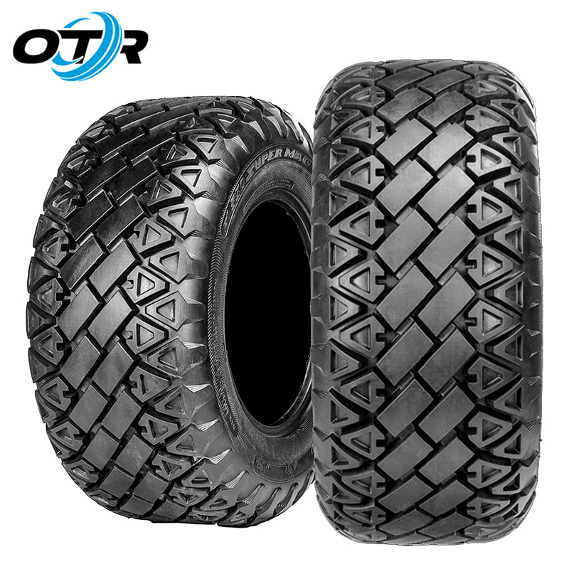 Heavy duty hard surface friendly UTV and RTV tire by OTR®, model 350 Super MAG TR326 made with 6-ply construction for 12" rim sizes, high load rating, and offered with free shipping by Ride or Die Tire.