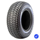 Angled view of the OTR Litefoot lawn, turf, ztr, and mower tire, designed to be a turf friendly, OEM style tire replacement, manufactured with 4-ply, 6-ply, or 10-ply bias construction and classic angled tread block design, with available tire liner models, all sizes offered with free shipping.