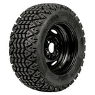 Angled view of the highly durable and great value OTR 350 Mag NDX airless utility tire in 4-lug bolt pattern, offered in 25" and 26" tall sizes, designed to eliminate the headaches and downtime of damaged tires on UTVs, SXSs, and utility equipment, all sizes offered with fast and free shipping.