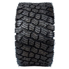 Full tread pattern view of the OTR Reaper Turf lawn and garden tire, showcasing a high traction but yard friendly design, offered in large variety of sizes for yards that are hilly and sloped.