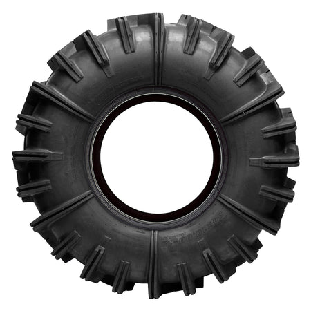 Full sidewall view of the mud and swamp tire from Quadboss, the QBT673 Bias 6-Ply UTV, SXS, and ATV tire, made with aggressive sidewall tread blocks for good traction in deep mud and sloppy swampy conditions.