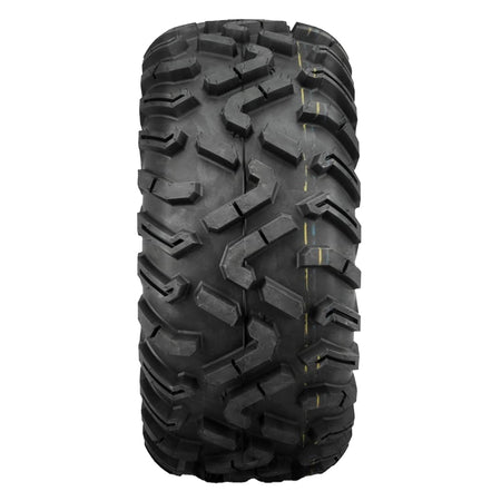 Full tread pattern view of the QBT454 Quadboss 6-ply Radial UTV and SXS tire, showcasing the high traction opposed and angled tread bars similar to the classic Maxxis Bighorn tread style, built with rugged 6-ply construciton and strong sidewall, offered in 12" and 14" rim sizes.