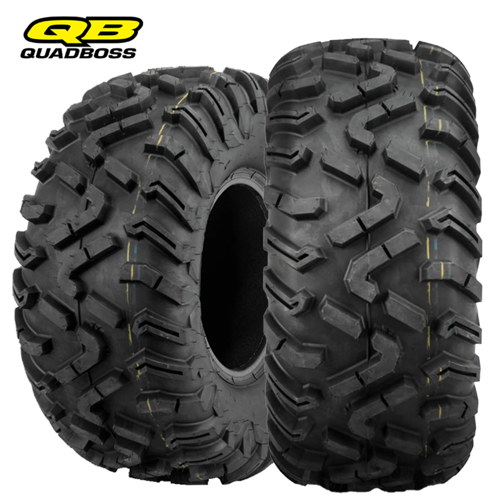 Main product listing photo of the complete collection of QuadBoss QBT454 6-Ply Radial ATV and UTV tires designed to be an affordable and high quality option for utility vehicles, quads, and side-by-sides, all offered with free shipping.