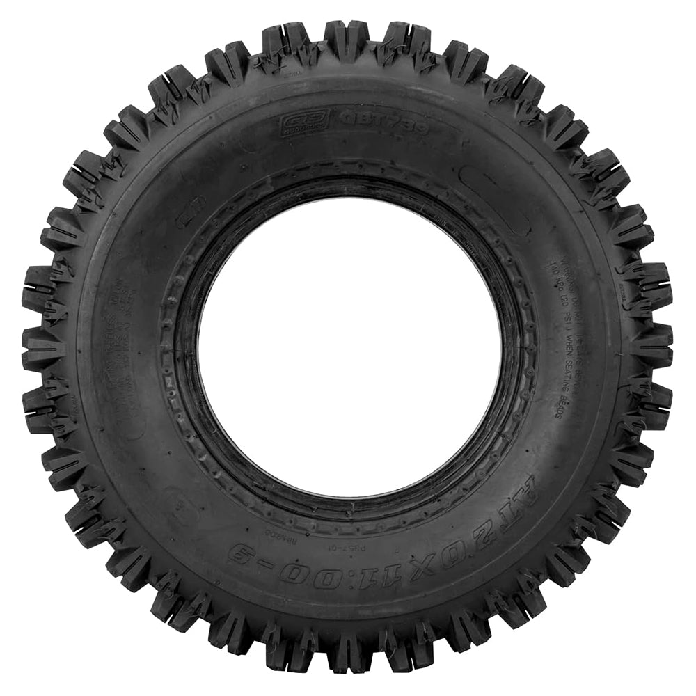 Full sidewall view of the Quadboss QBT739 4-ply ATV and Quad tire in AT20x11.00-9 size, offered with free shipping by Ride or Die Tire.