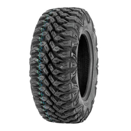 Angled view of the Quadboss 27x9R14 front UTV radial tire for sale.