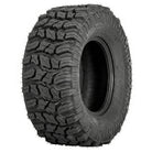 Angled view of the Sedona Coyote 25x10-12 rear ATV and UTV tire, manufactured with tough 6-ply bias construction and a high traction design while still riding well on hard surfaces with extended tread life.