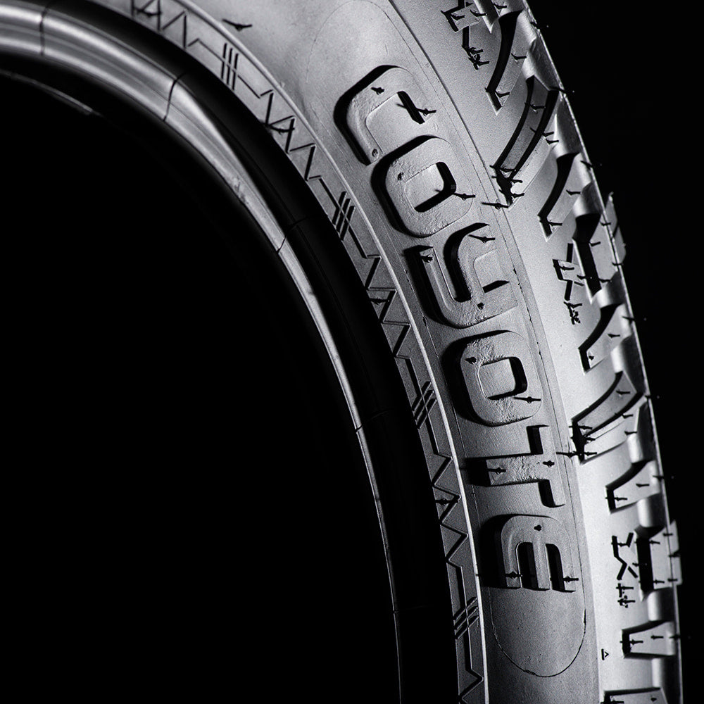 Studio quality high definition close-up view of the Coyote logo found on the sidewall of the Sedona Coyote lineup of UTV tires.