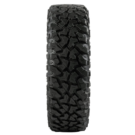 Full view of the tread pattern and hybrid lug design of the Sedona Ridge RIPR SXS tire, manufactured with clamshell mold nylon radial construction.