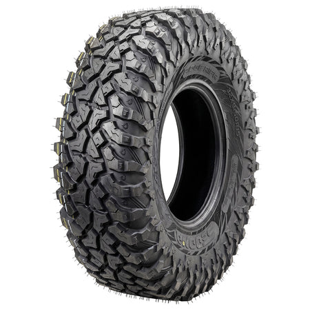 High definition angled view of the brand new 8-ply nylon radial Sedona Ridge RIPR tire, made with a high performance hybrid all-terrain tread pattern for excellent performance and control on a wide variety of surfaces including rocks, trails, hardpack, and ruts, offered in many popular sizes and including fast and free shipping.