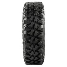 Full tread pattern view of the Sedona Trail RIPR 8-ply nylon radial tire, showcasing the non-directional design, large spacing between the shoulder lugs for rock crawling traction and great cleanout in mud, and more tightly placed center row tread blocks for better steering response and hardpack performance.