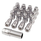 Set of 16 new chrome splined UTV lug nuts with splined key for UTV, ATV, and SXS applications in a 12mmx1.5, 12x1.25, and 3/8x24 thread pitch, all with fast and free shipping.