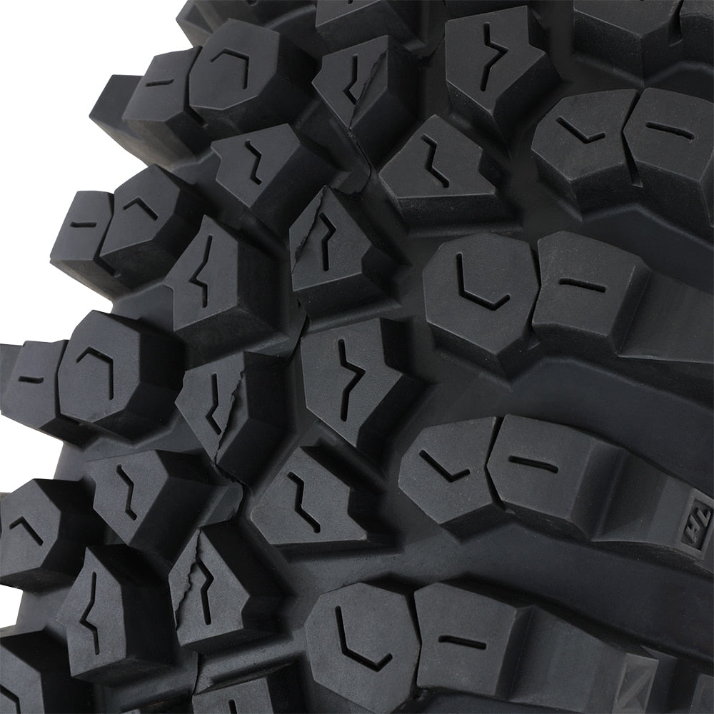 Close up view of the tread detail and lug design of the STI High Lifter Roctane ST and STX line of UTV tires designed for high performance rock crawling and all-terrain use, available in 8-ply and 10-ply radial construction.