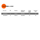 Chart of the available sizes and specifications of the SunF A045 UTV / SXS 8-ply radial A/T tire.