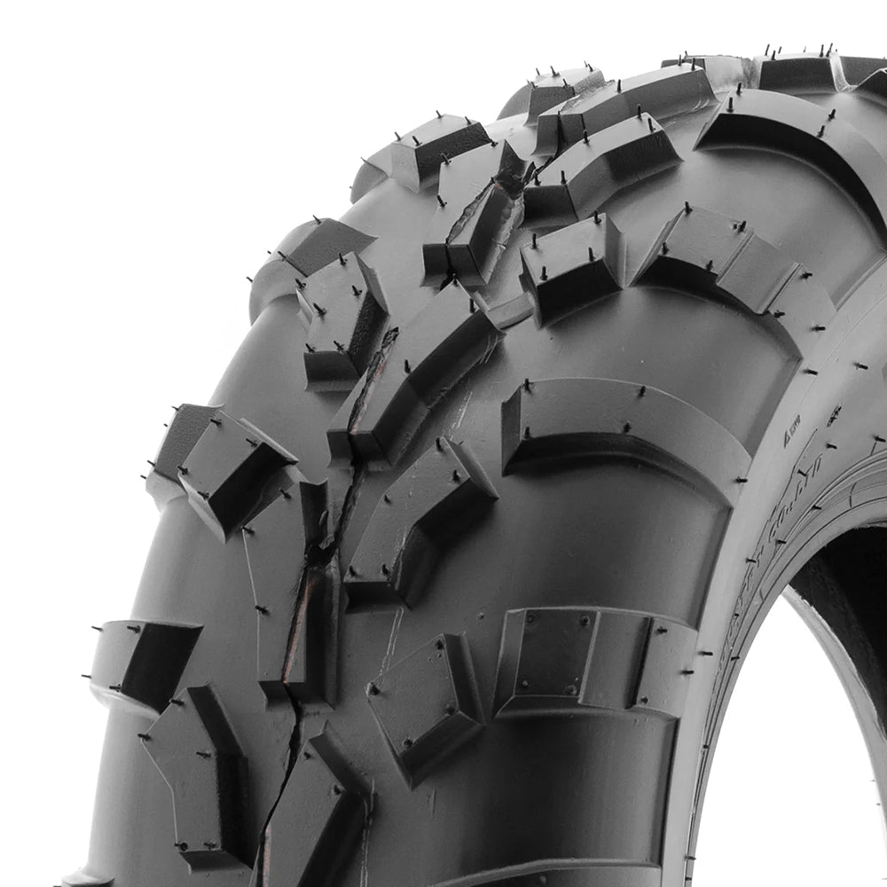 Close up view of the tread pattern and lug design of the SunF A010 6-ply tire.