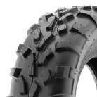 Close up view of the tread pattern and lug design of the SunF A010 6-ply tire.