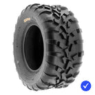 Individual SunF A010 rear ATV tire for sale with free shipping, manufactured with 6-ply bias construction and directional all terrain design in 25" tall sizes, offered with fast and free shipping.