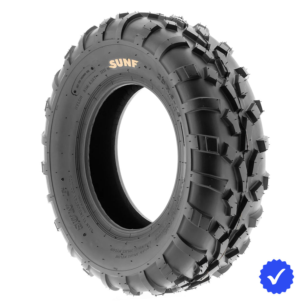 Individual / Single SunF A010 front ATV tire for sale with free shipping, made with 6-ply bias construction and all terrain design, offered with free shipping.