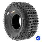 Angled view of the SunF 6-ply bias ATV knobby tire, designed with strong construction and classic knobby design, available in rim sizes 6" to 9" with overall heights of 13" to 25", available individually, with free shipping from Ride or Die Tire.