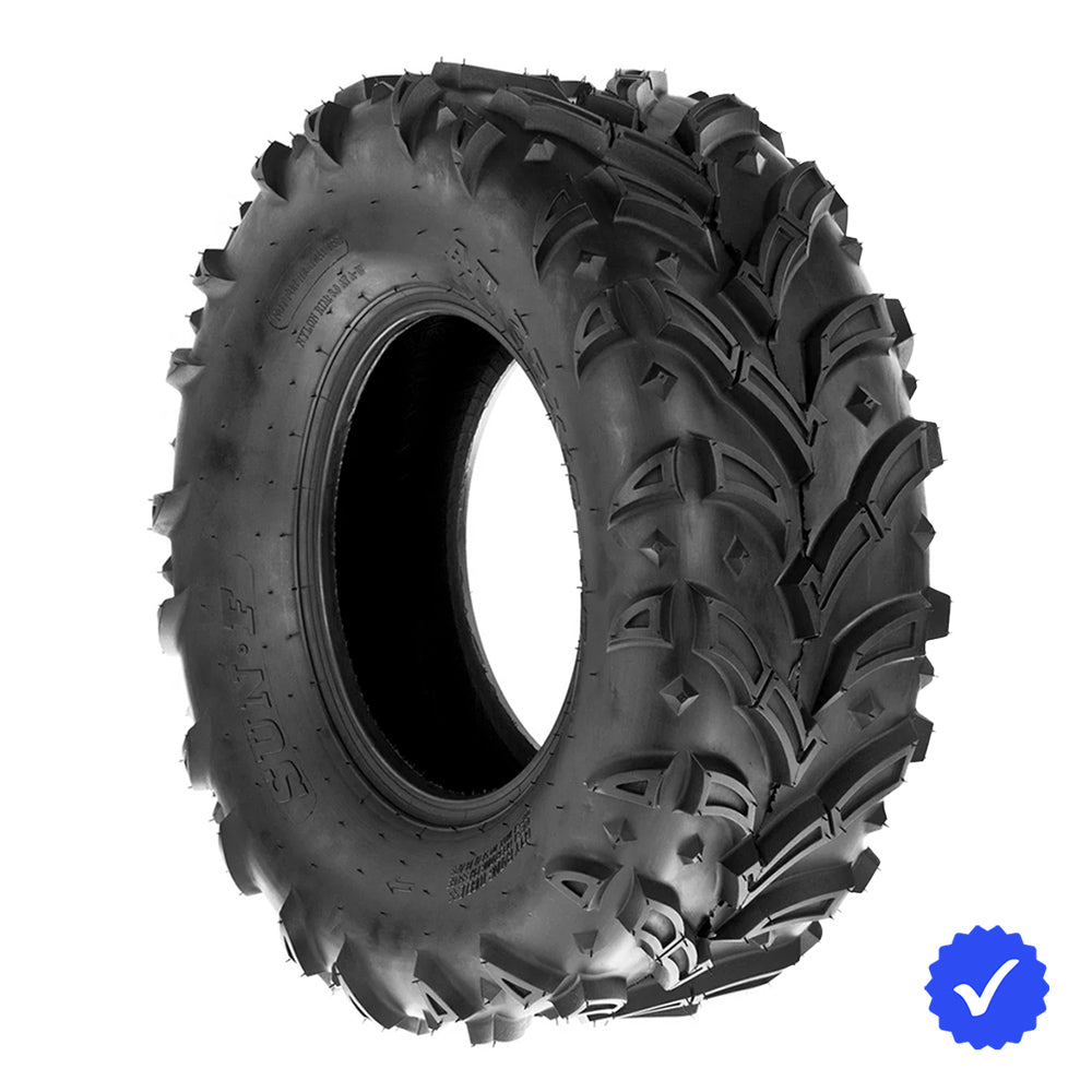 Individual / Single SunF A024-1 front atv and utv tire in 25x8-12 size, featuring directional mud all-terrain design and 6-ply bias rating, great price and offered with fast and free shipping.