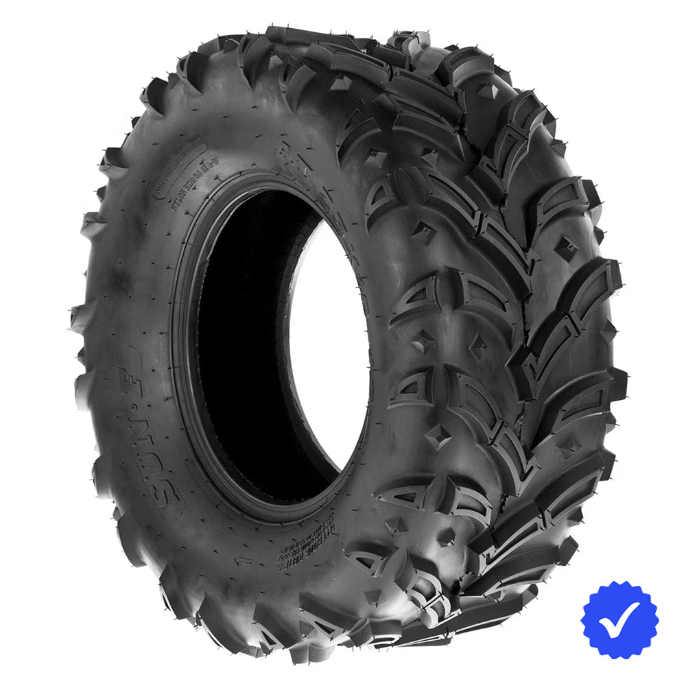 Individual / Single SunF A024-1 rear atv and utv tire in 25x10-12 size, featuring directional mud all-terrain design and 6-ply bias rating, great price and offered with fast and free shipping.