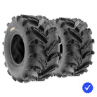 Pair / Set of 2 SunF A024 rear atv and utv tires in 25x10-12 and 22x11-9 size, featuring directional mud all-terrain design and 6-ply bias rating, great price and offered with fast and free shipping.