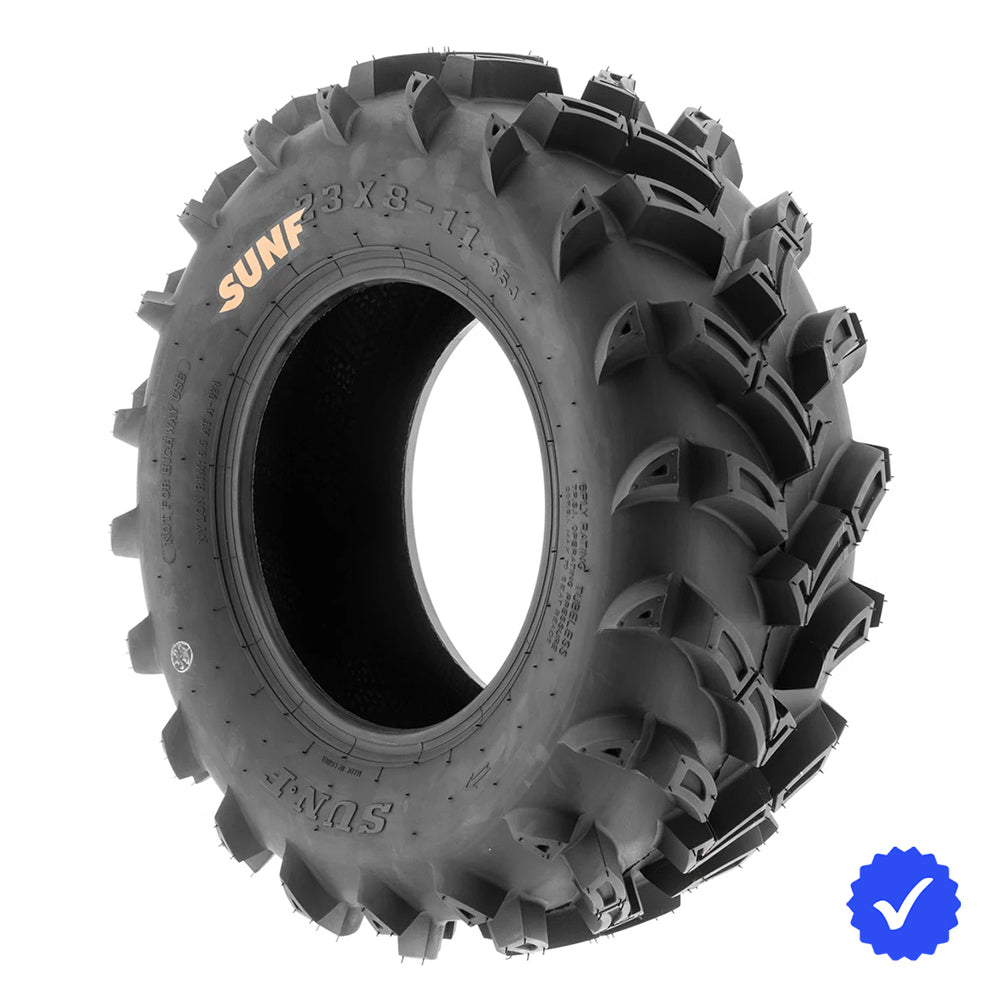 Individual / Single SunF A024 front atv and utv tire in 23x8-11 and 25x8-12 size, featuring directional mud all-terrain design and 6-ply bias rating, great price and offered with fast and free shipping.