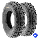 Pair / Set of 2 front ATV and Quad racing tires, model SunF A031 in either 21x7-10 or 20x6-10 sizes, featuring 6-ply bias construction and directional tread pattern with classic high performance styling and free shipping.