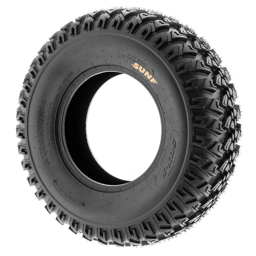 Sidewall view of the 30x10.00R14 SunF A045 UTV 8-ply all-terrain tire, featuring a hot press full color SunF sidewall logo.