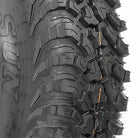 Extreme close up detailed view of the shoulder lugs and center lug design found on the SunF A066 Trail Titan 35x10-15 bias ply all-terrain high performance UTV tire.