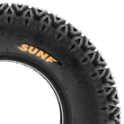 Close up sidewall view of the SunF G003 tire, showing the full color hot-press SunF logo.