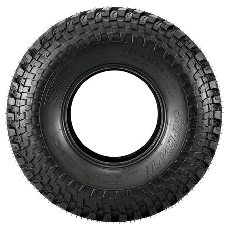 Full sidewall view of the premium quality steel belted radial SuperATV Incursion A/T UTV and SXS 8-Ply tire, available in 14" and 15" diameter wheels, designed for elite performance on pavement and hardpack, offering a quiet comfortable ride, and long tread life, constructed with segmented mold technology.