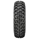 Full tread pattern view of the heavy duty high traction aramid reinforced bias-ply SuperATV XT Warrior UTV and SXS tire, available in 14" and 15" rim sizes, designed for elite performance on trail, ruts, mud, and hardpack, featuring a directional tapered pyramid tread block design and available in sticky or standard compounds.