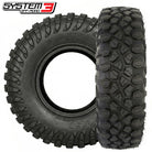 Main product listing photo of the capable and versatile System 3 XC450 UTV and SXS tire, featuring strong 10-ply rated radial construction to ensure both strength and ride comfort for the most challenging and demanding UTV and SXS drivers, offered for sale in most popular sizes by Ride or Die Tire.
