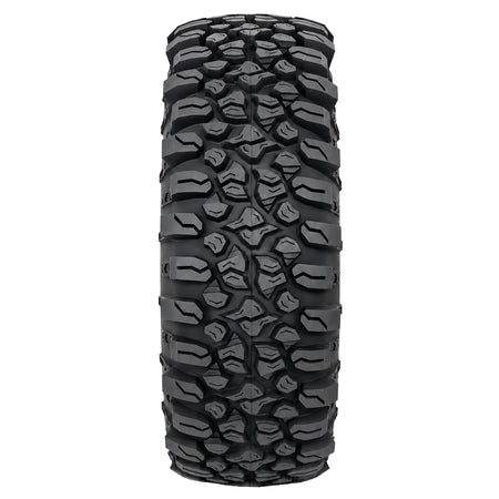 Full tread pattern view of the System 3 XF650 extreme duty 10-ply radial all terrain UTV and SXS tire, featuring stepped tread block bases, strategic siping, and moderately aggressive tread, offered for sale by authorized System 3 dealer Ride or Die Tire.