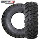 Main product listing photo of the System 3 XTR370 all-terrain 8-ply nylon radial ATV and UTV tires, designed with high traction tread pattern for rocks, trails, and mud, offered in many popular UTV and SXS tire sizes, for sale by Ride or Die Tire, your one stop utv tire shop.