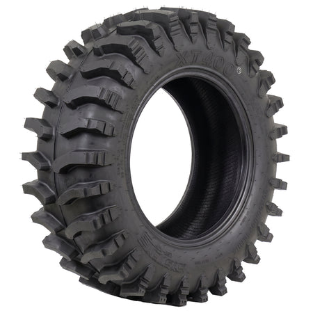 Angled view of the popular System 3® XT400 extreme-terrain 10-ply radial UTV and SXS tire, available for 14", 15", 18", 20", and 24" rims, all offered with fast and free shipping. 